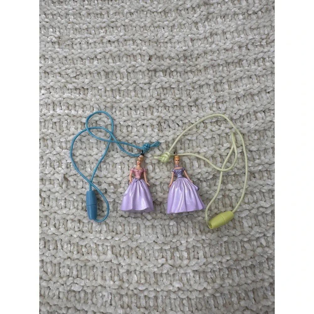 Disney Cinderella Necklace Lot 2 Princess Figure Pendant Toy Purple Pink‎ 1.5 in